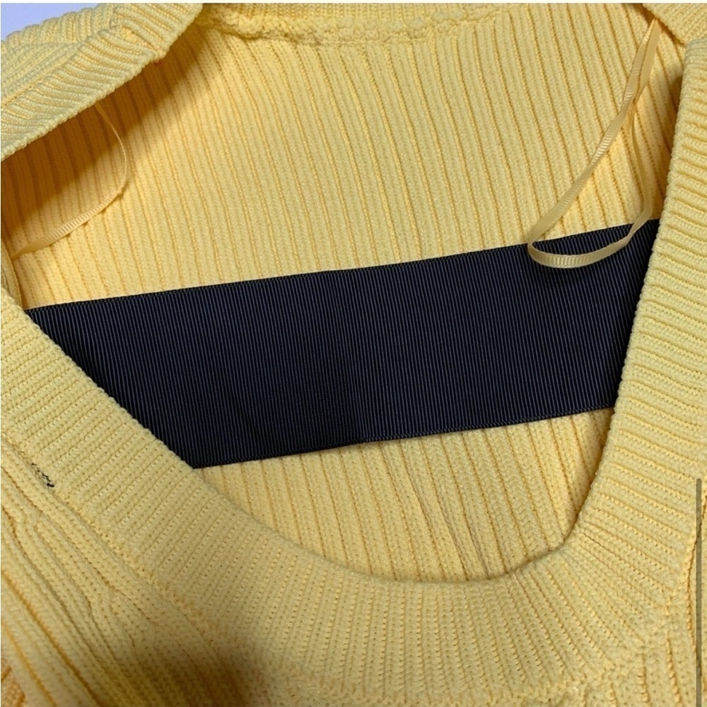 Zara Bright Yellow Ribbed Knit Low Back Sweater Large - Picture 3 of 4